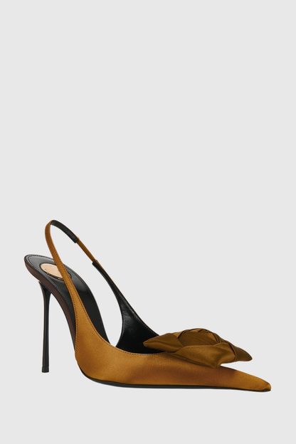 Leoral Rose Satin Slingback Pumps - Brown