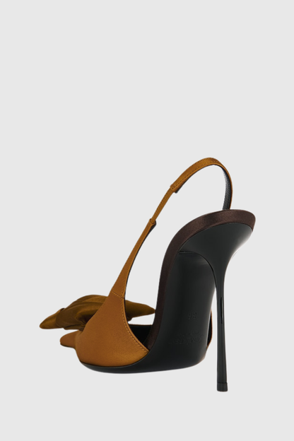 Leoral Rose Satin Slingback Pumps - Brown