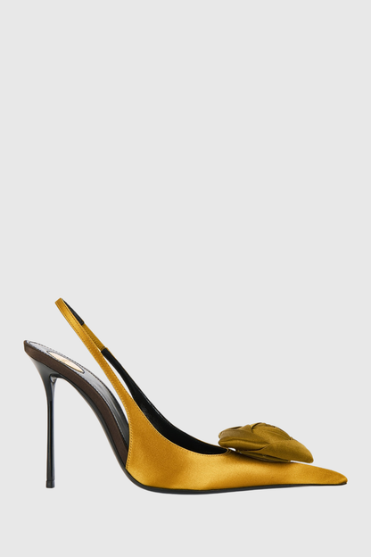 Leoral Rose Satin Slingback Pumps - Brown