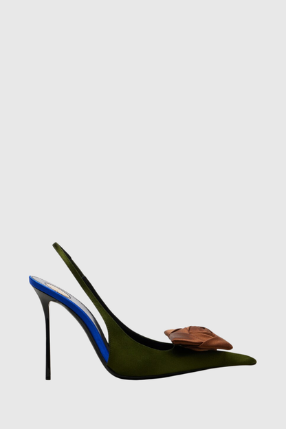 Leoral Rose Satin Slingback Pumps - Green