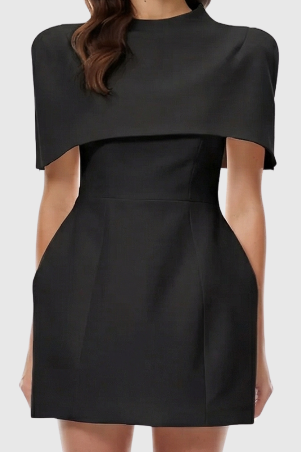 Letaia Cape Structured Mini Dress - Black