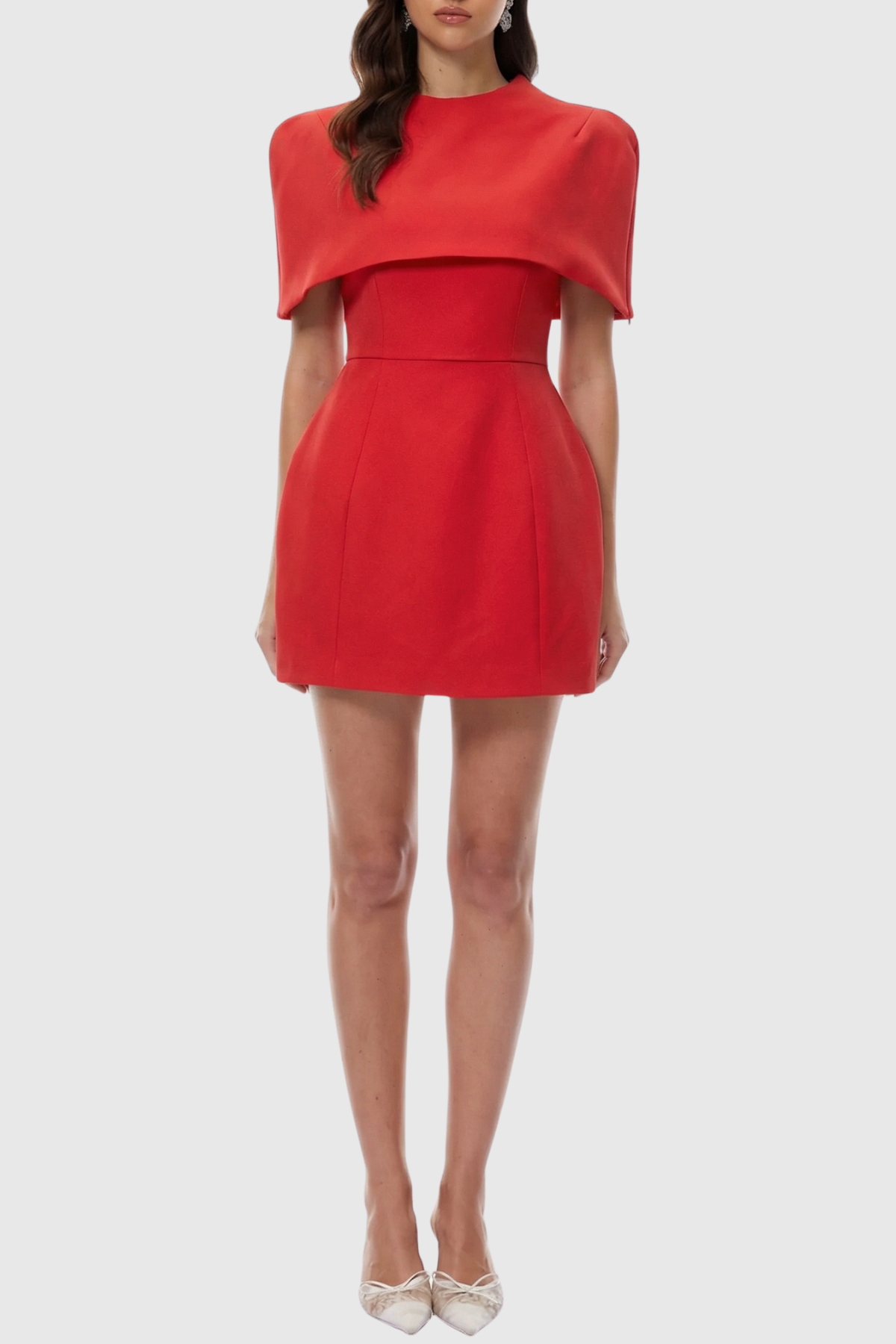 Letaia Cape Structured Mini Dress - Red
