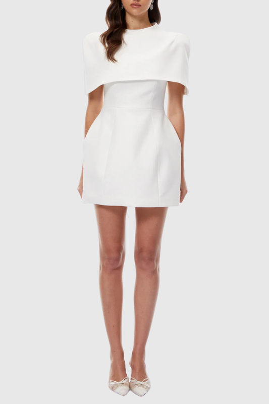 Letaia Cape Structured Mini Dress - White