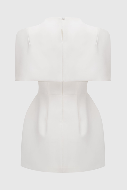 Letaia Cape Structured Mini Dress - White