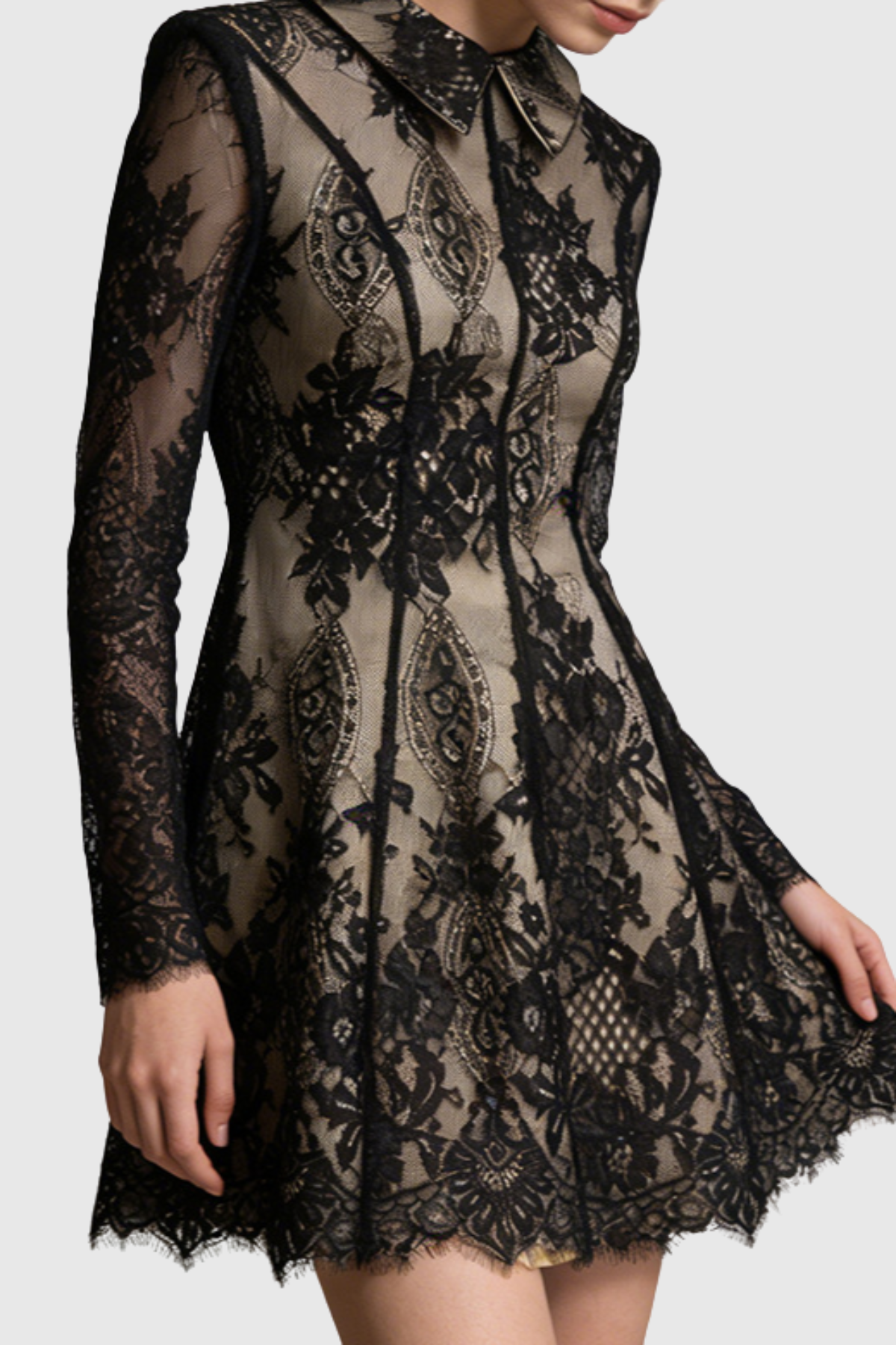 Leventa Lace Mini Dress - Black