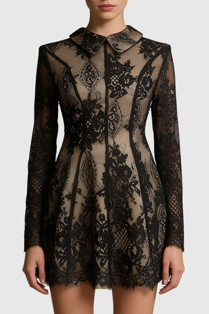 Leventa Lace Mini Dress - Black