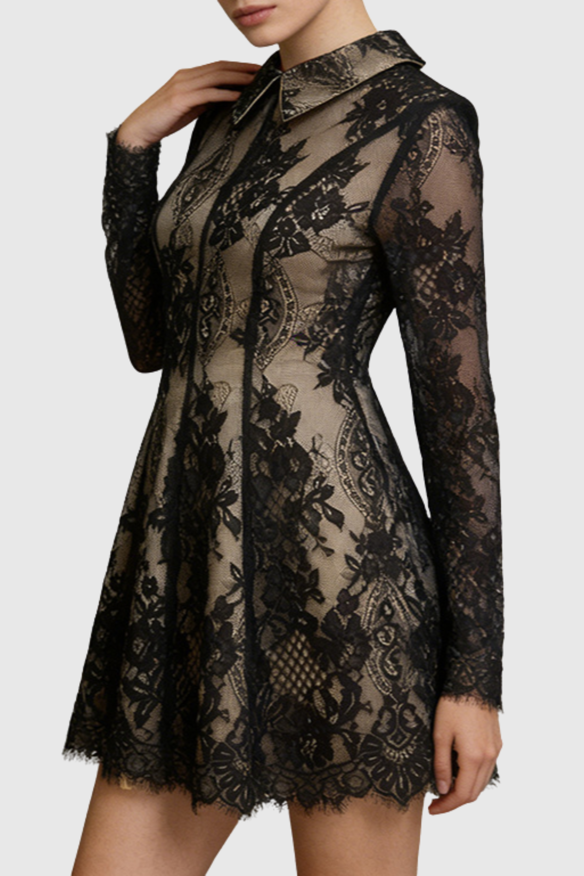 Leventa Lace Mini Dress - Black
