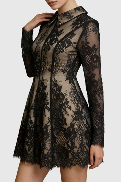 Leventa Lace Mini Dress - Black