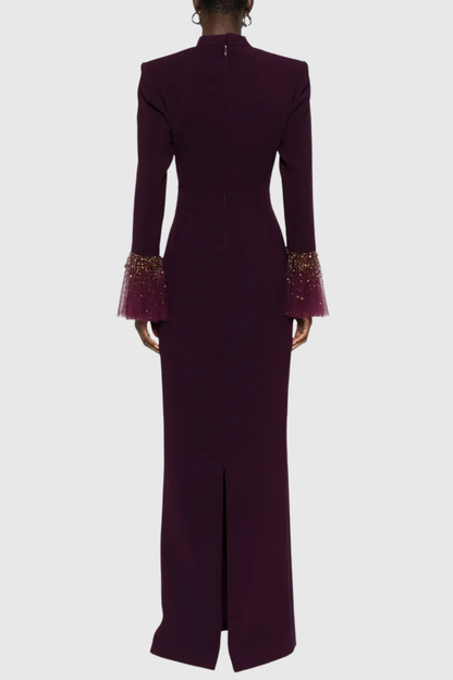 Leviara Crystal Embellished Mesh Maxi Dress