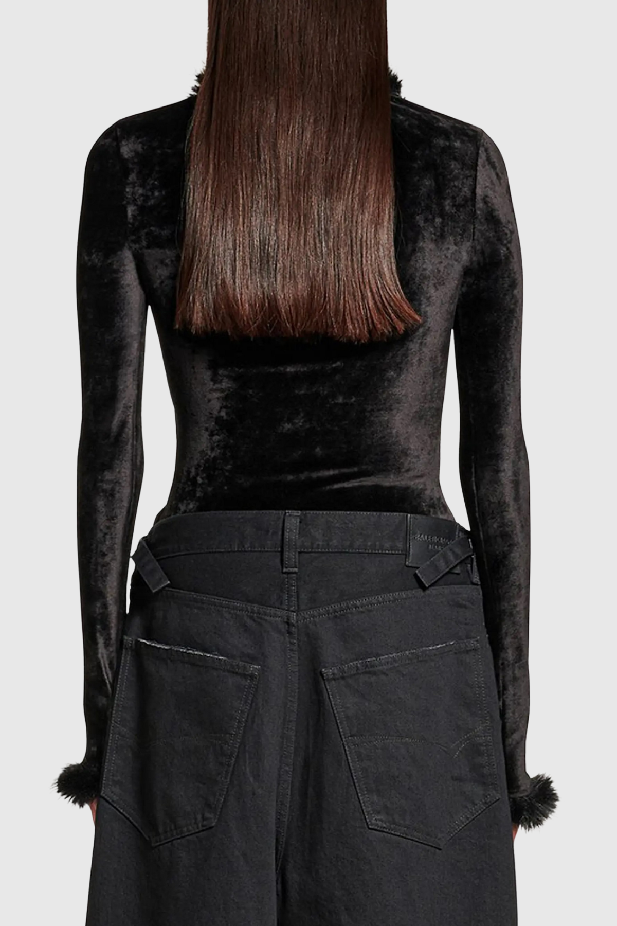 Levine Faux Fur Velvet Top