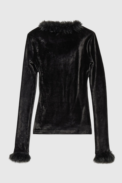 Levine Faux Fur Velvet Top