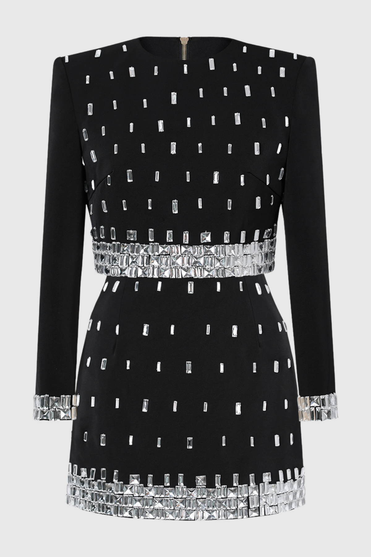 Lewra Rhinestone Embellished Top & Mini Skirt Set - Black