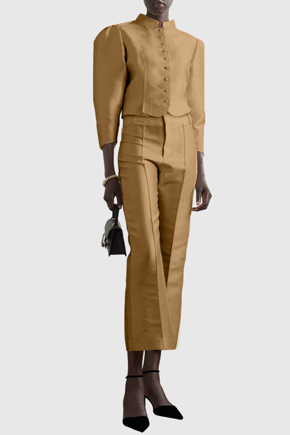Liama Puff Cropped Jacket - Gold