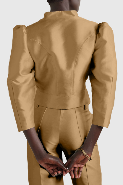 Liama Puff Cropped Jacket - Gold