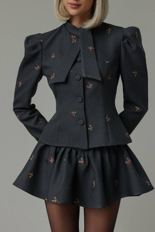 Liany Butterfly Embroidered Two Piece Set