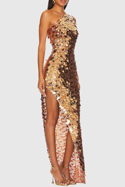 Libera Sequin One Shoulder Maxi Dress