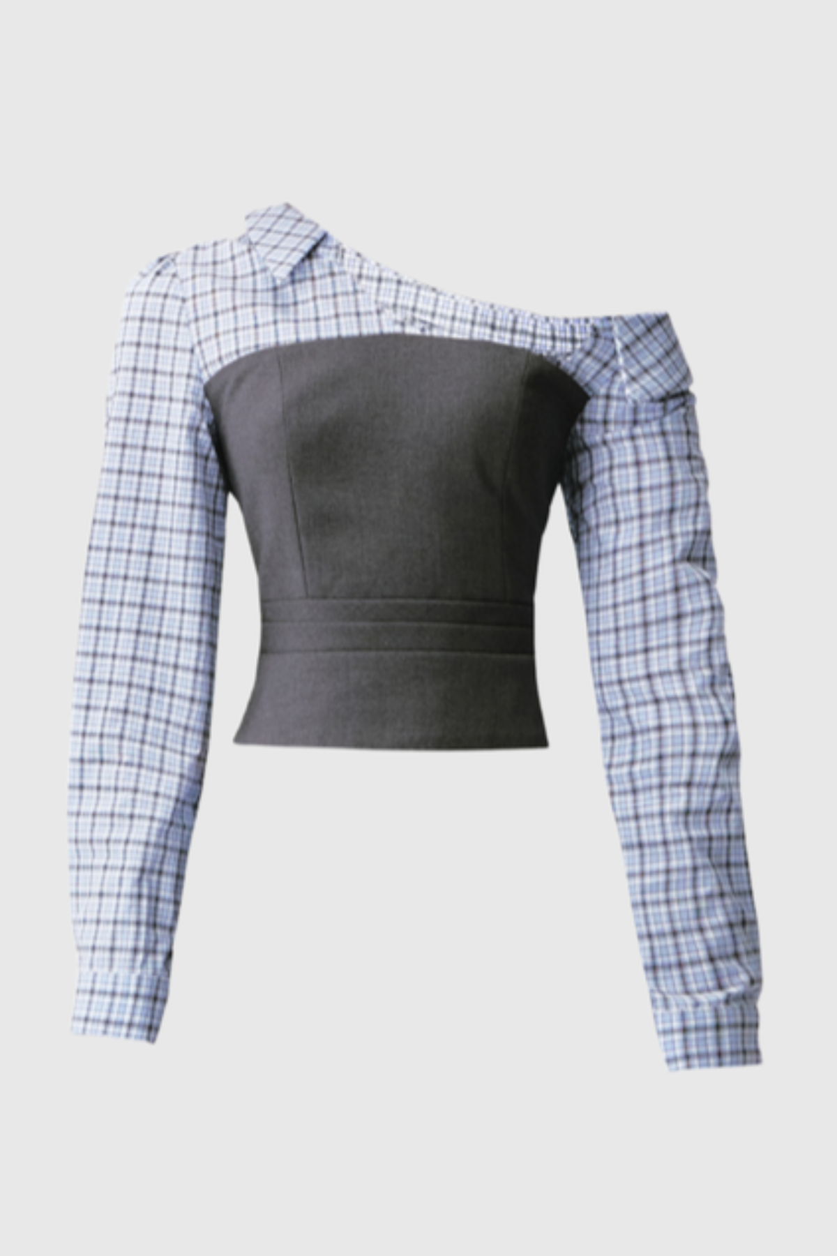 Lidal One Shoulder Plaid Top