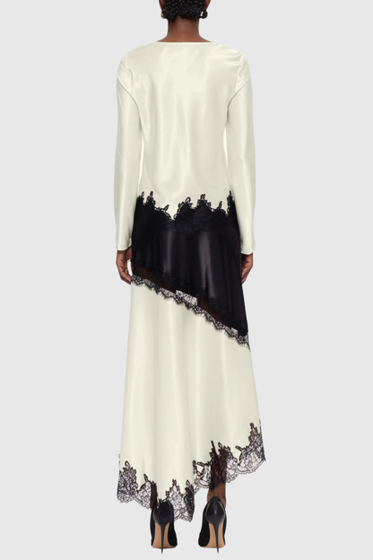 Liggy Plunge Lace Top & Midi Skirt Set