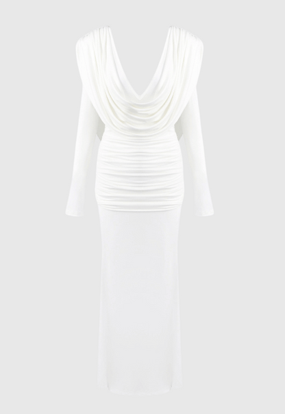 Linus V-neck Draped Backless Maxi Dress