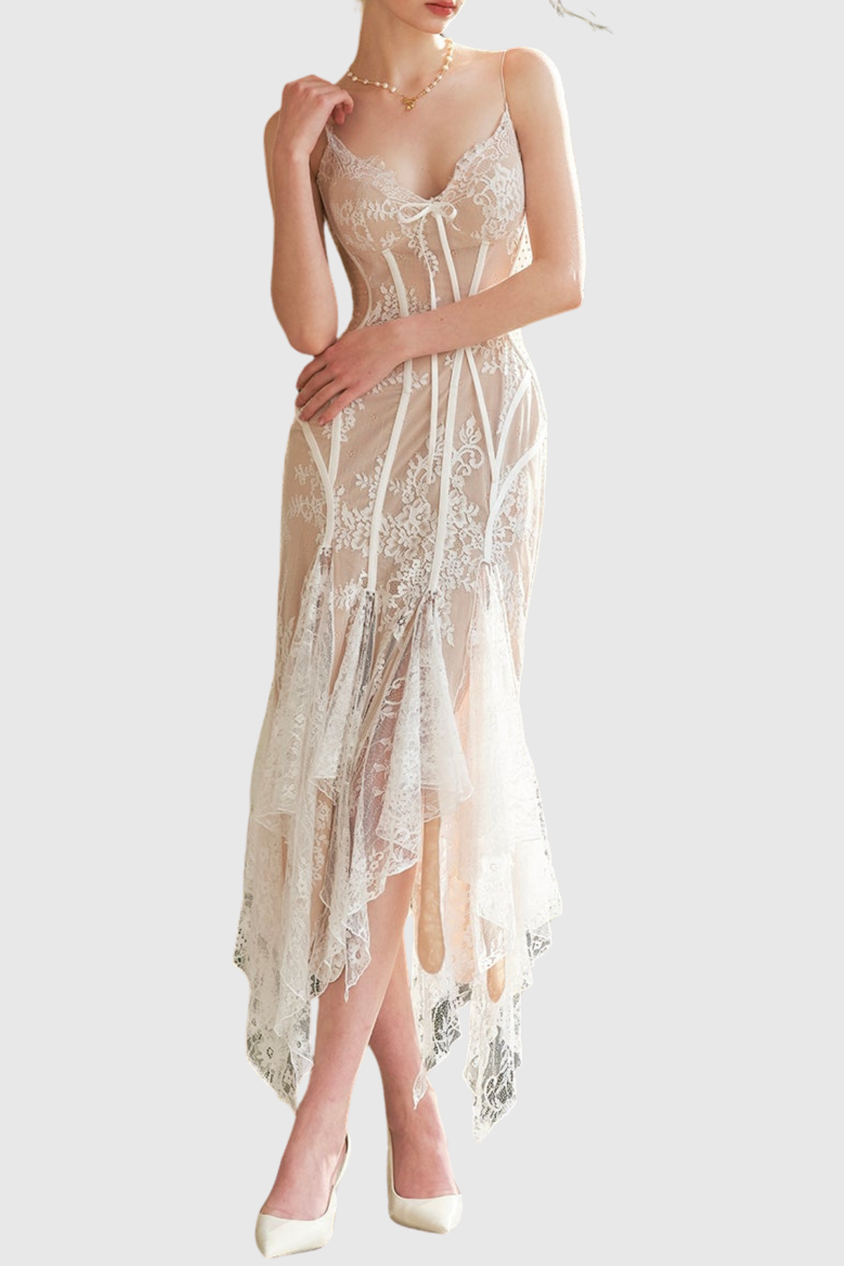 Lisette Lace Corset Midi Dress