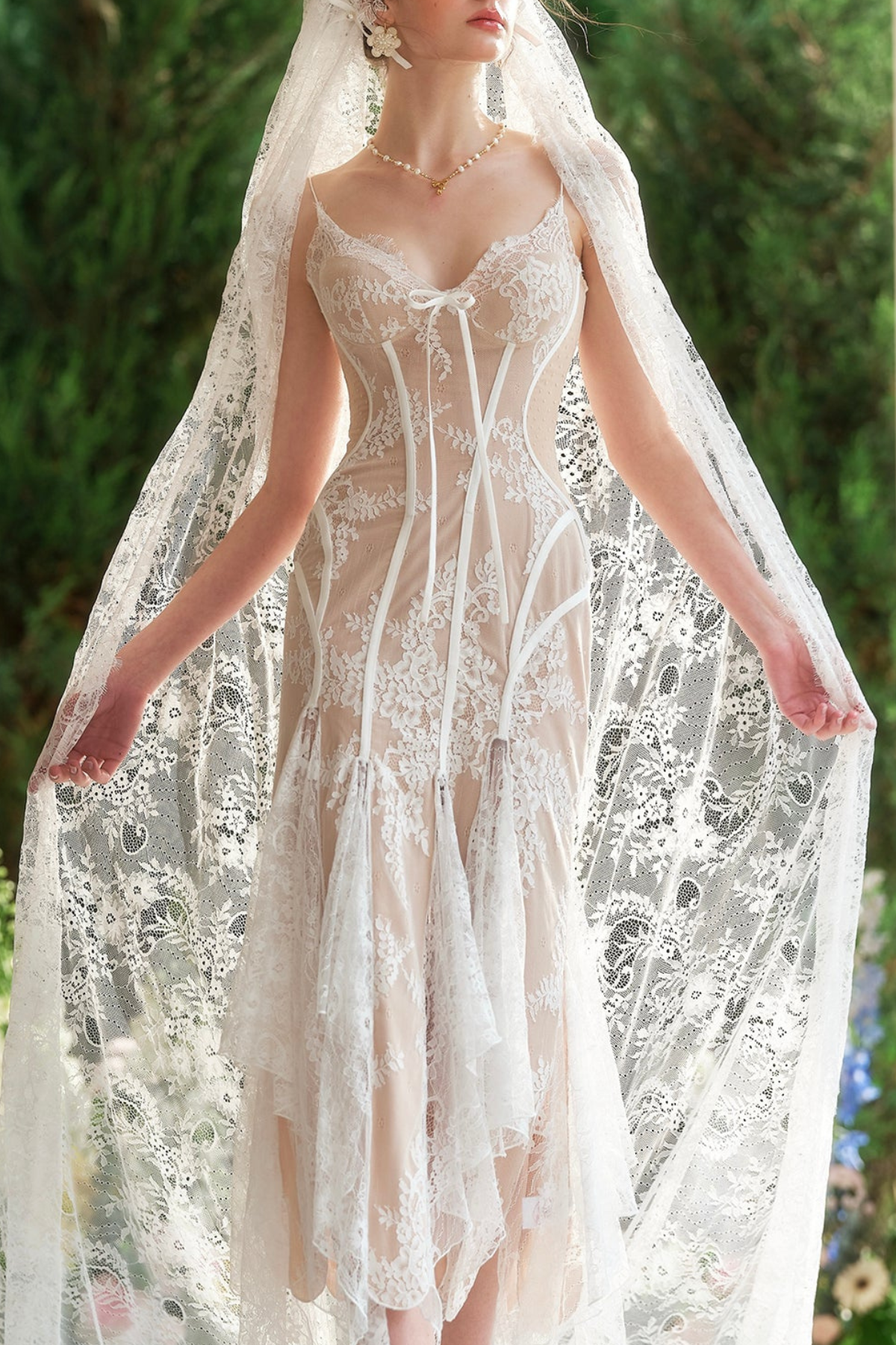 Lisette Lace Corset Midi Dress