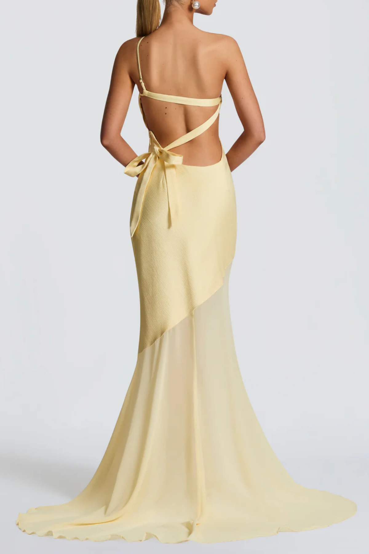 Lissa One Shoulder Satin Maxi Dress - Yellow