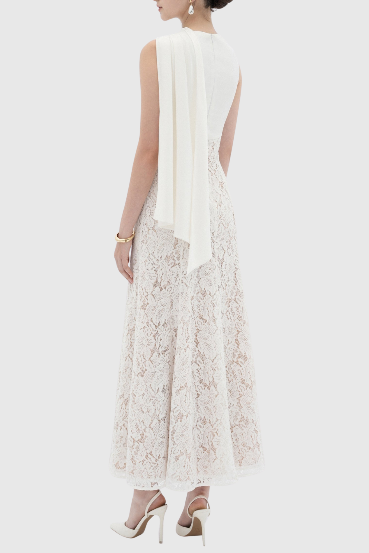 Litare Sleeveless Lace Scarf Maxi Dress