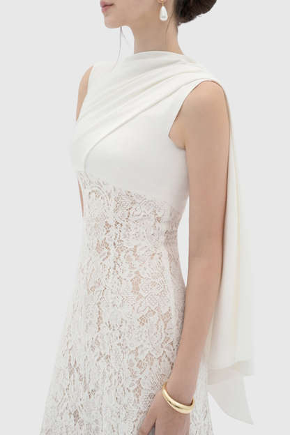Litare Sleeveless Lace Scarf Maxi Dress