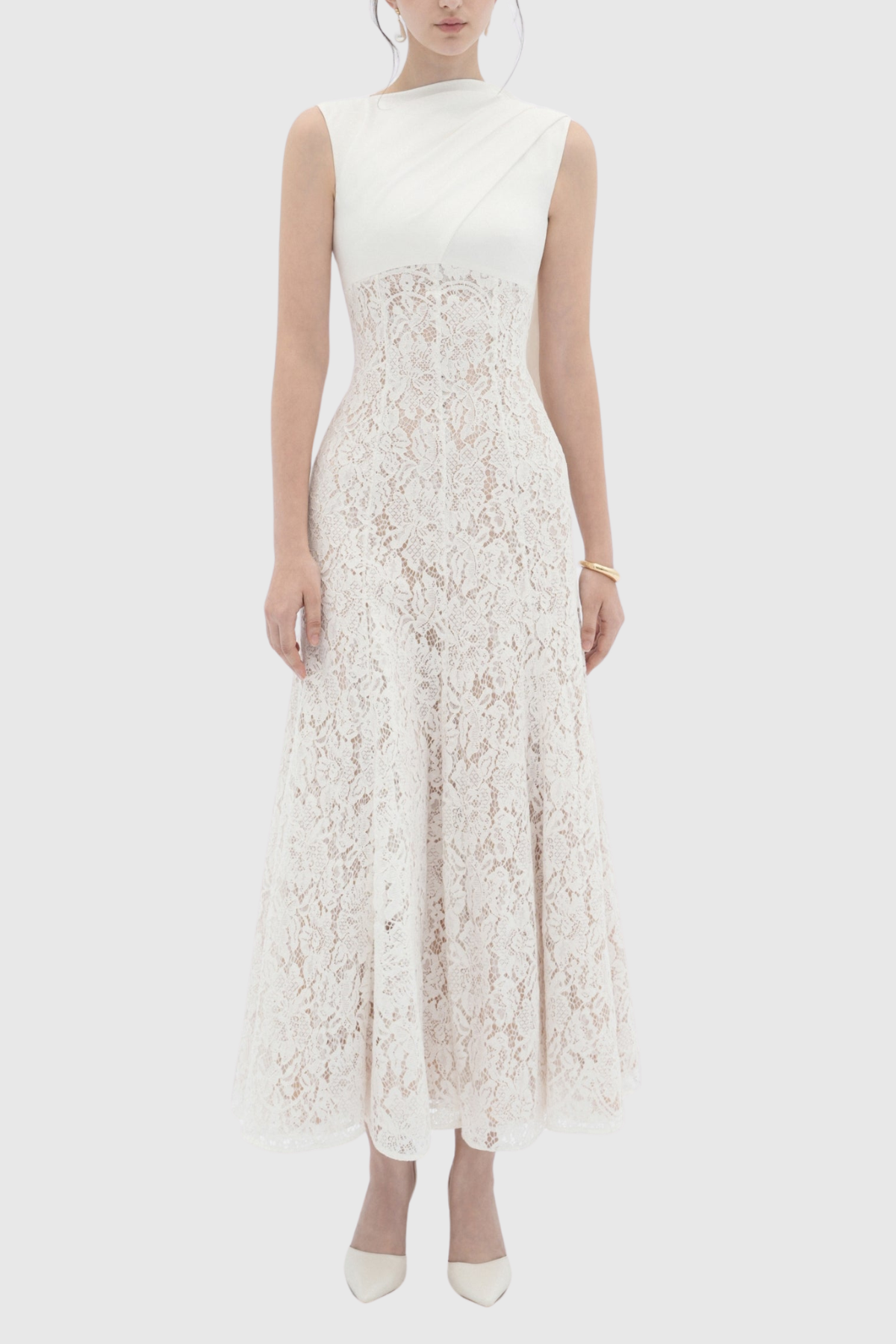 Litare Sleeveless Lace Scarf Maxi Dress