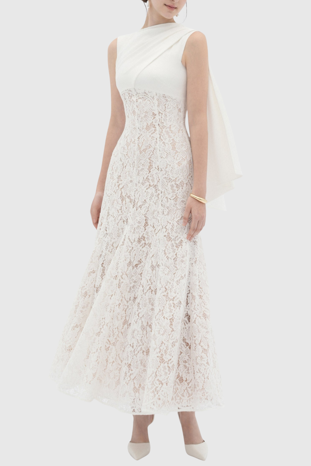 Litare Sleeveless Lace Scarf Maxi Dress