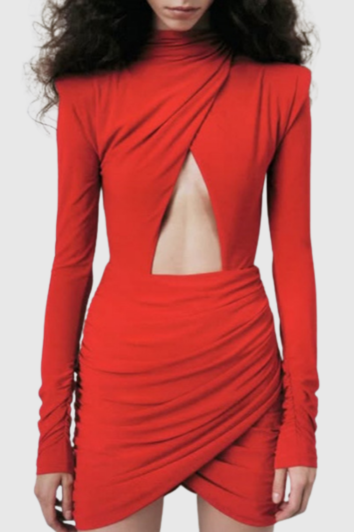 Litoy Cutout Ruched Mini Dress - Red