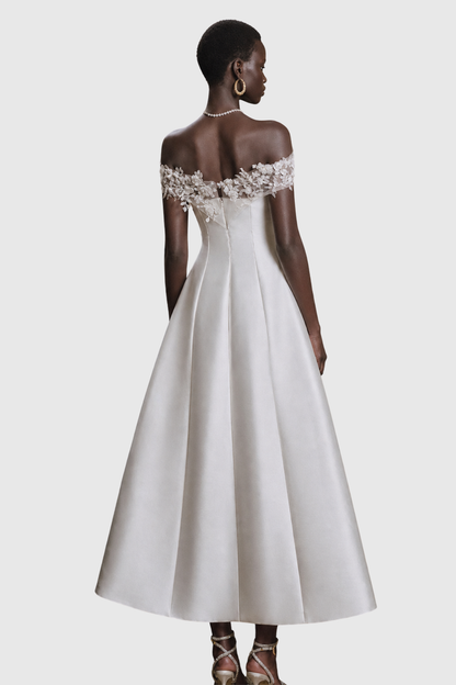 Livyera Off Shoulder Lace Midi Dress