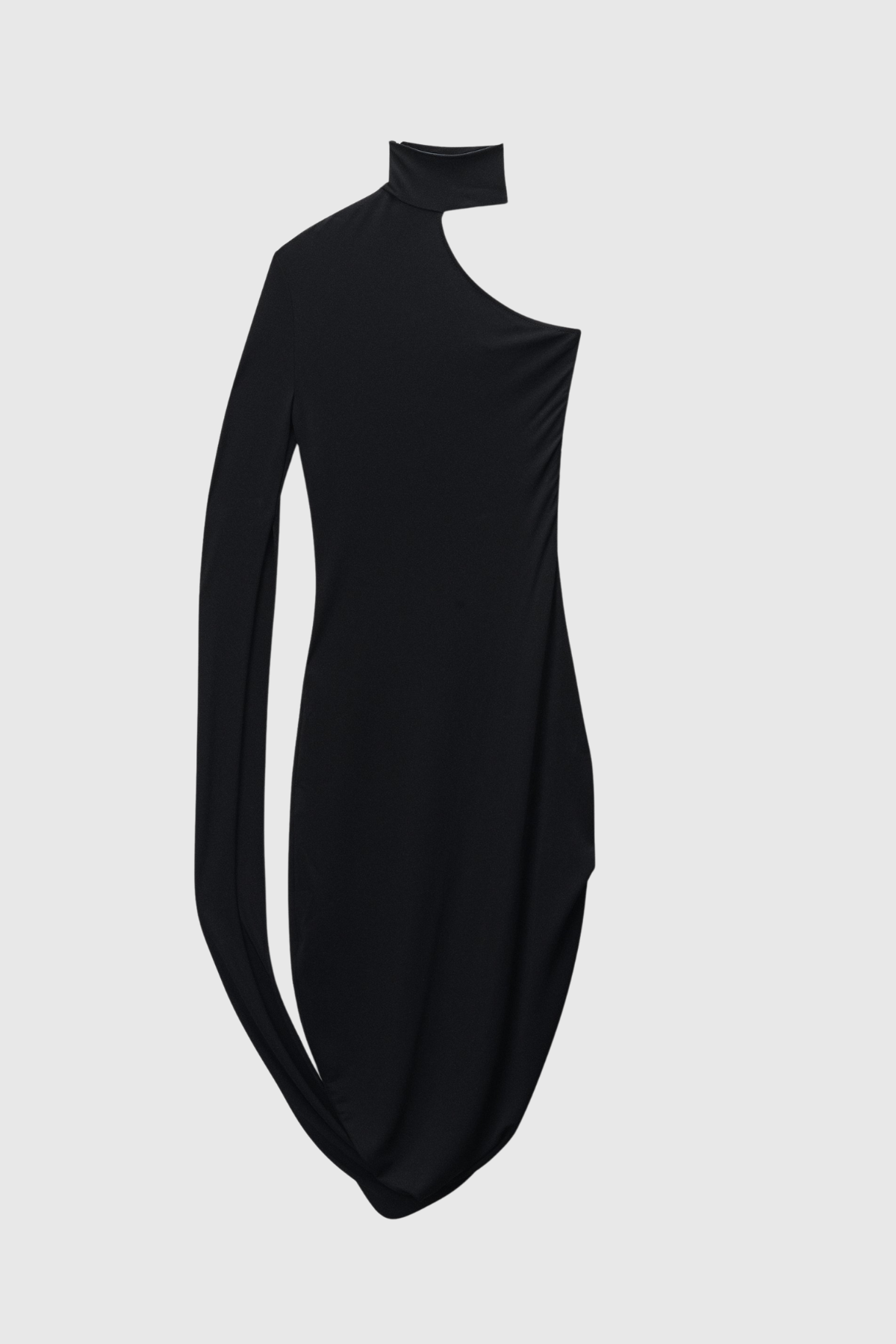 Lokio One Shoulder Asymmetric Draped Midi Dress - Black