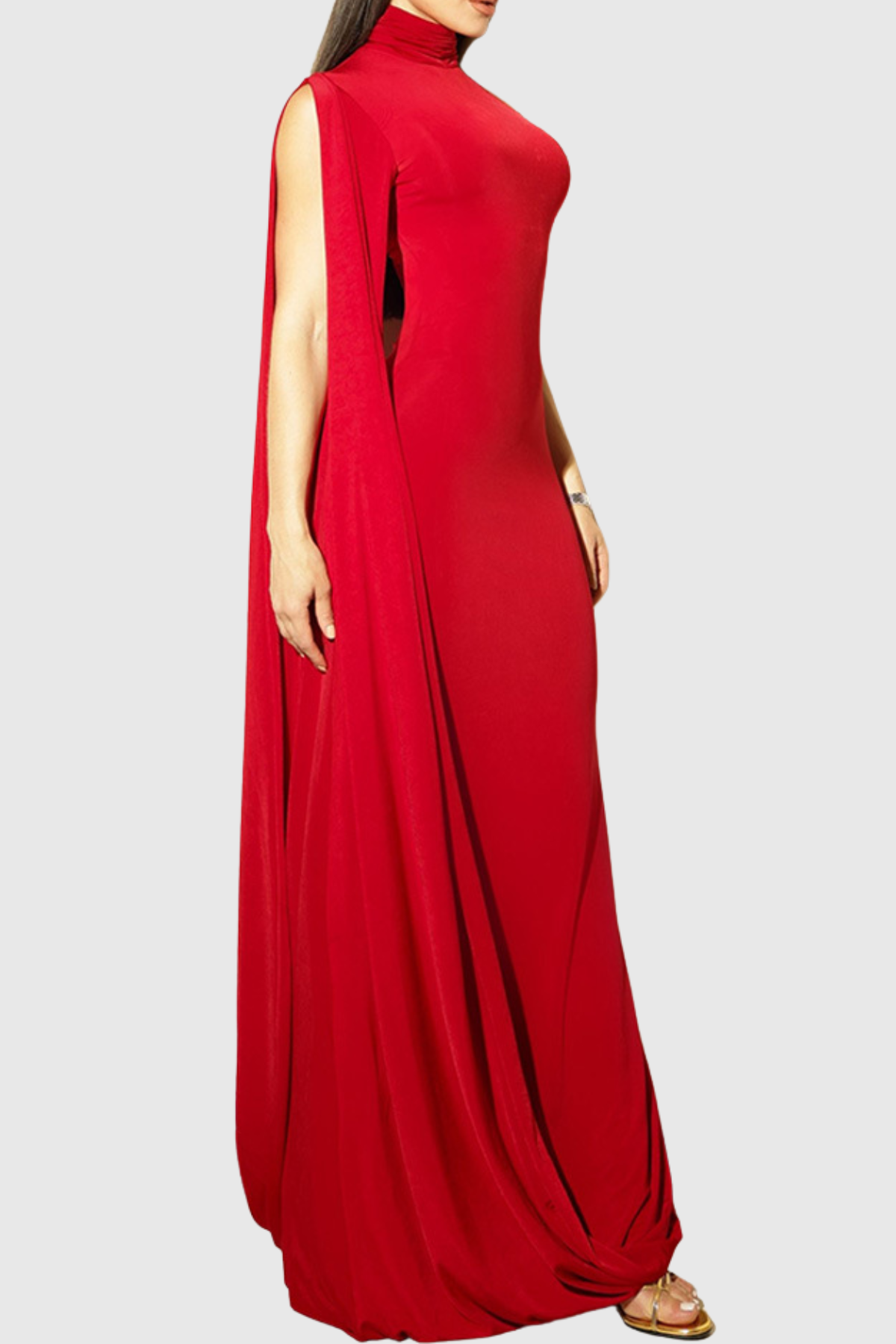 Lokio One Shoulder Asymmetric Draped Midi Dress - Red