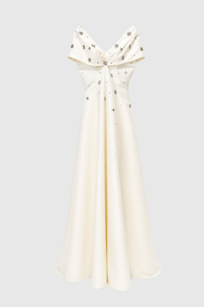 Lolene Crystal Off Shoulder Maxi Dress