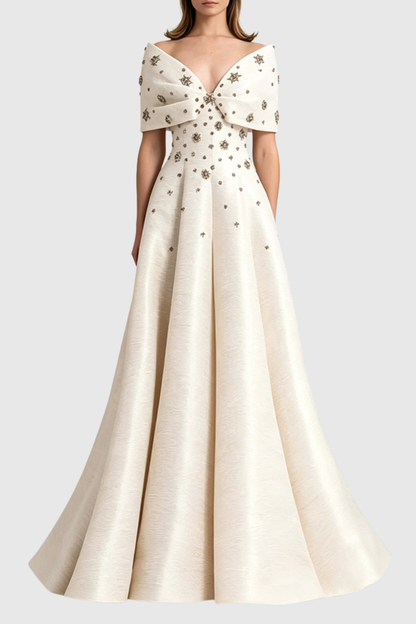 Lolene Crystal Off Shoulder Maxi Dress