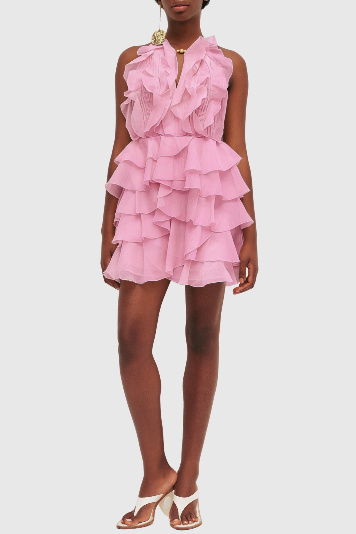 Lorca Ruffle Layered Mini Dress - Pink