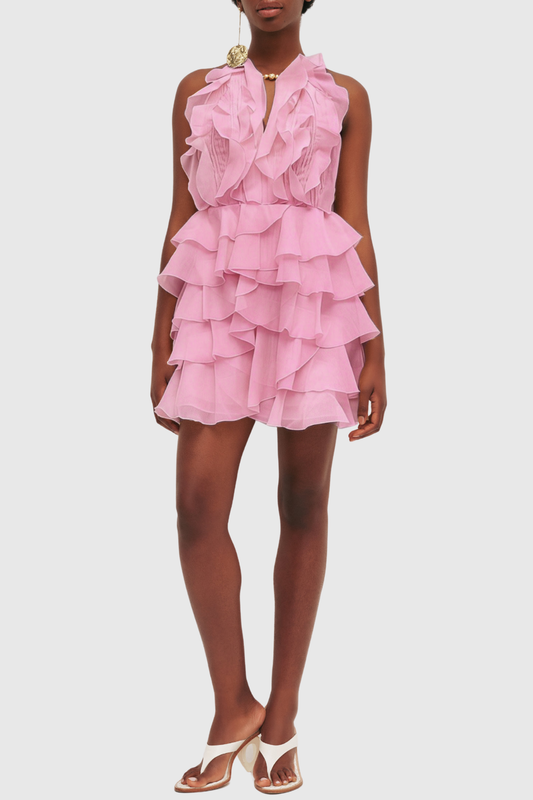 Lorca Ruffle Layered Mini Dress - Pink
