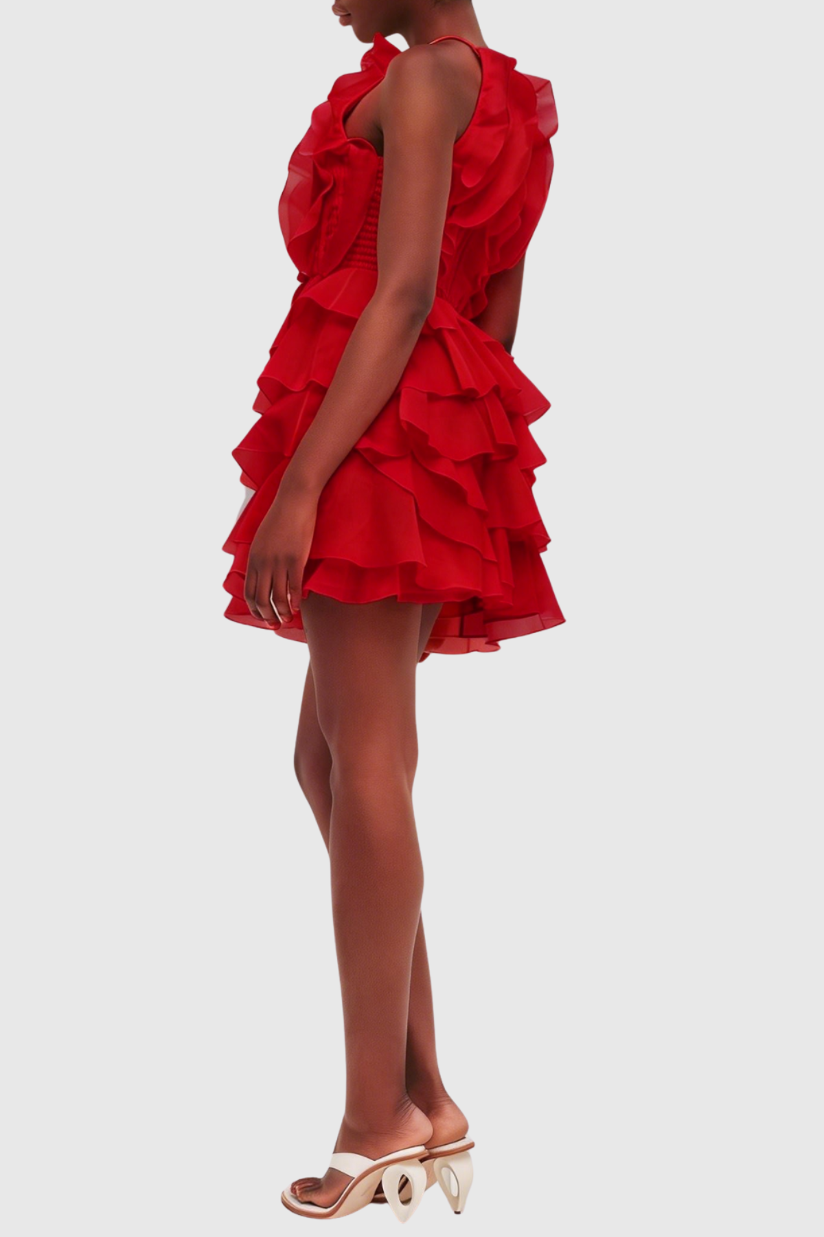 Lorca Ruffle Layered Mini Dress - Red