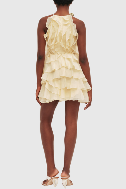 Lorca Ruffle Layered Mini Dress - Yellow