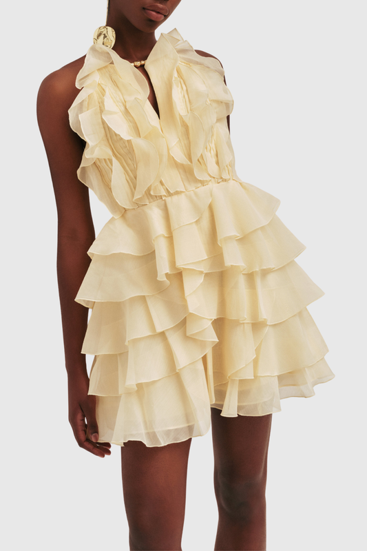 Lorca Ruffle Layered Mini Dress - Yellow