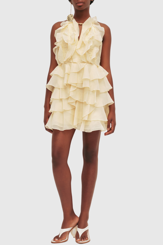 Lorca Ruffle Layered Mini Dress - Yellow