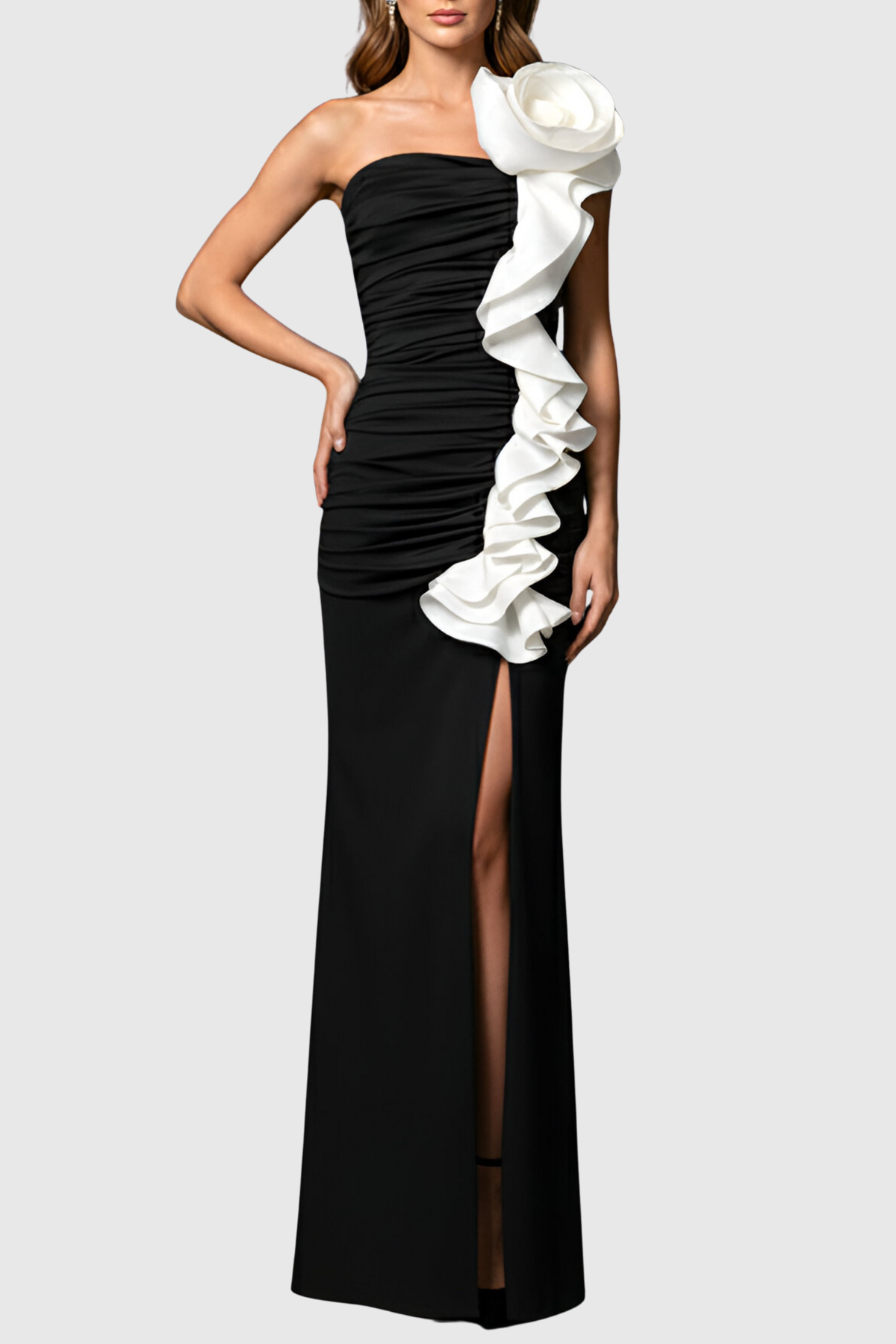 Lorenza One Shoulder Floral Ruffle Maxi Dress