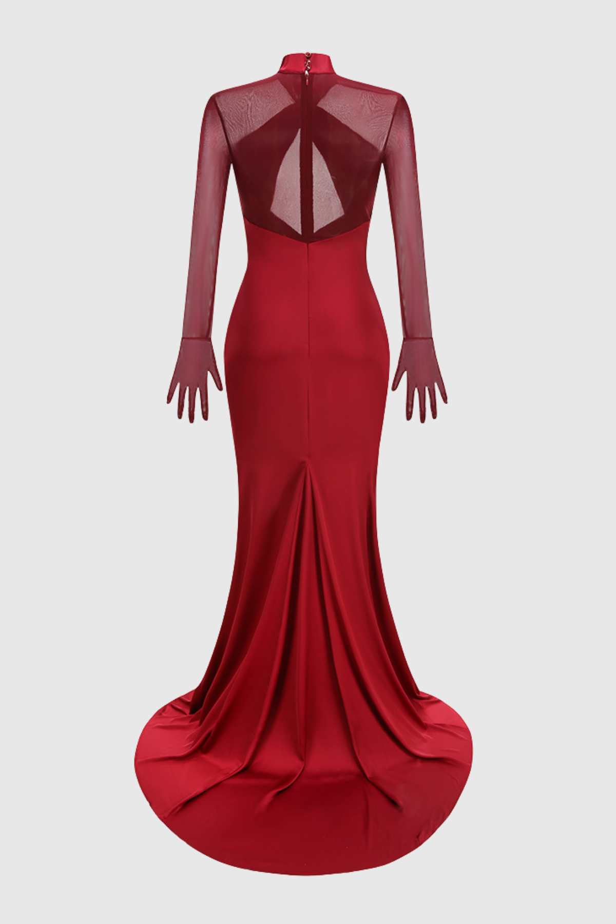 Lorere Mesh Satin Long Sleeve Maxi Dress