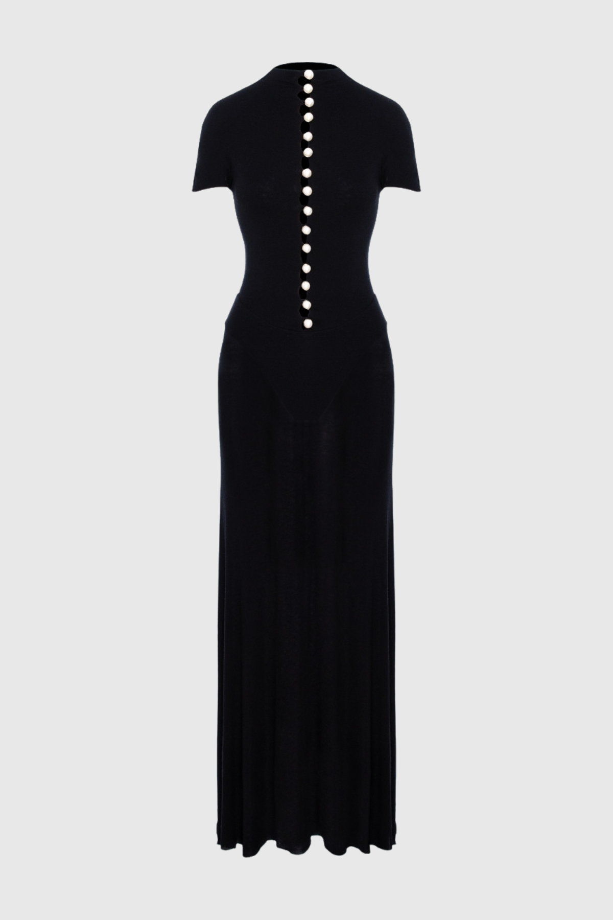 Lornate Pearl Embellished Maxi Dress - Black