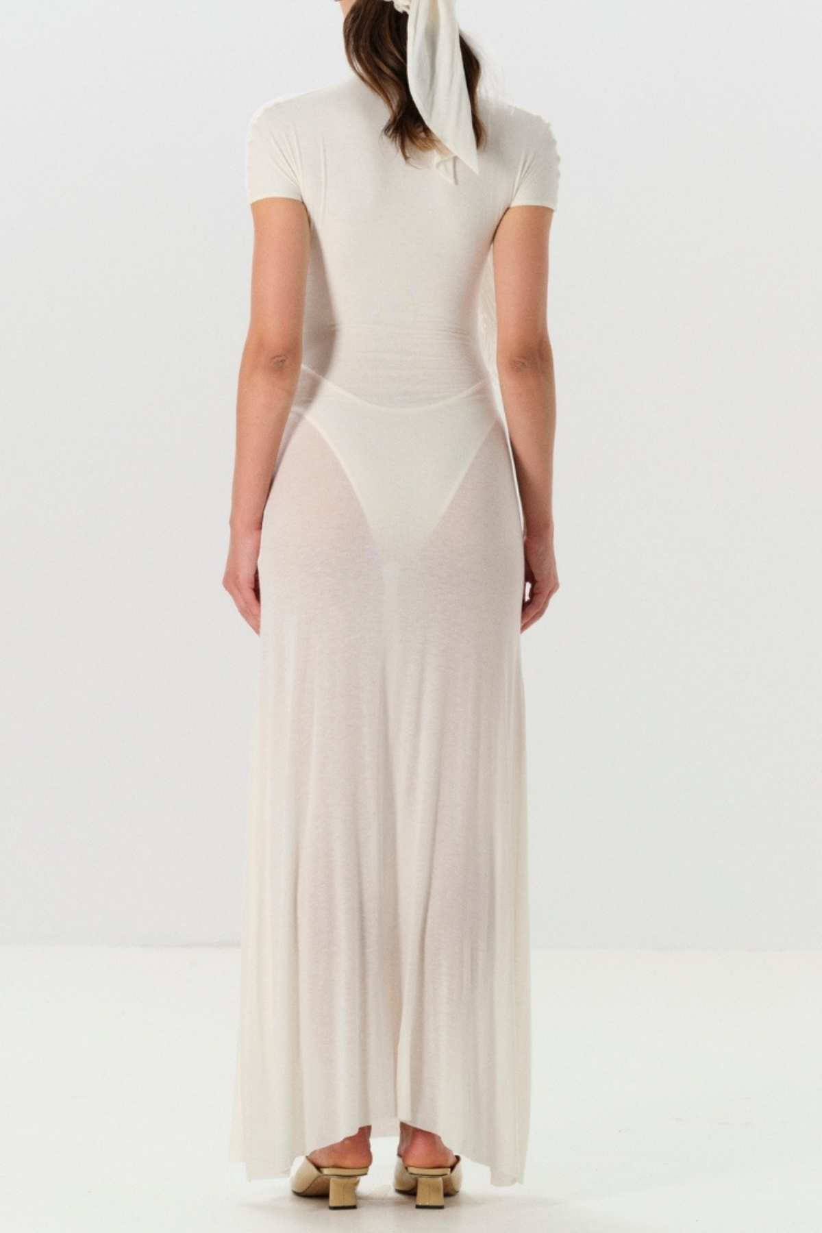 Lornate Pearl Embellished Maxi Dress - White