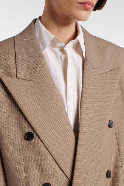 Lorra Double Breasted Wool Blazer - Beige