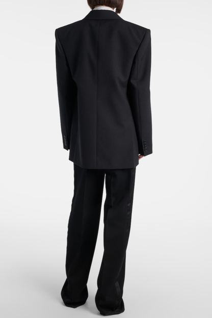 Lorra Double Breasted Wool Blazer - Black