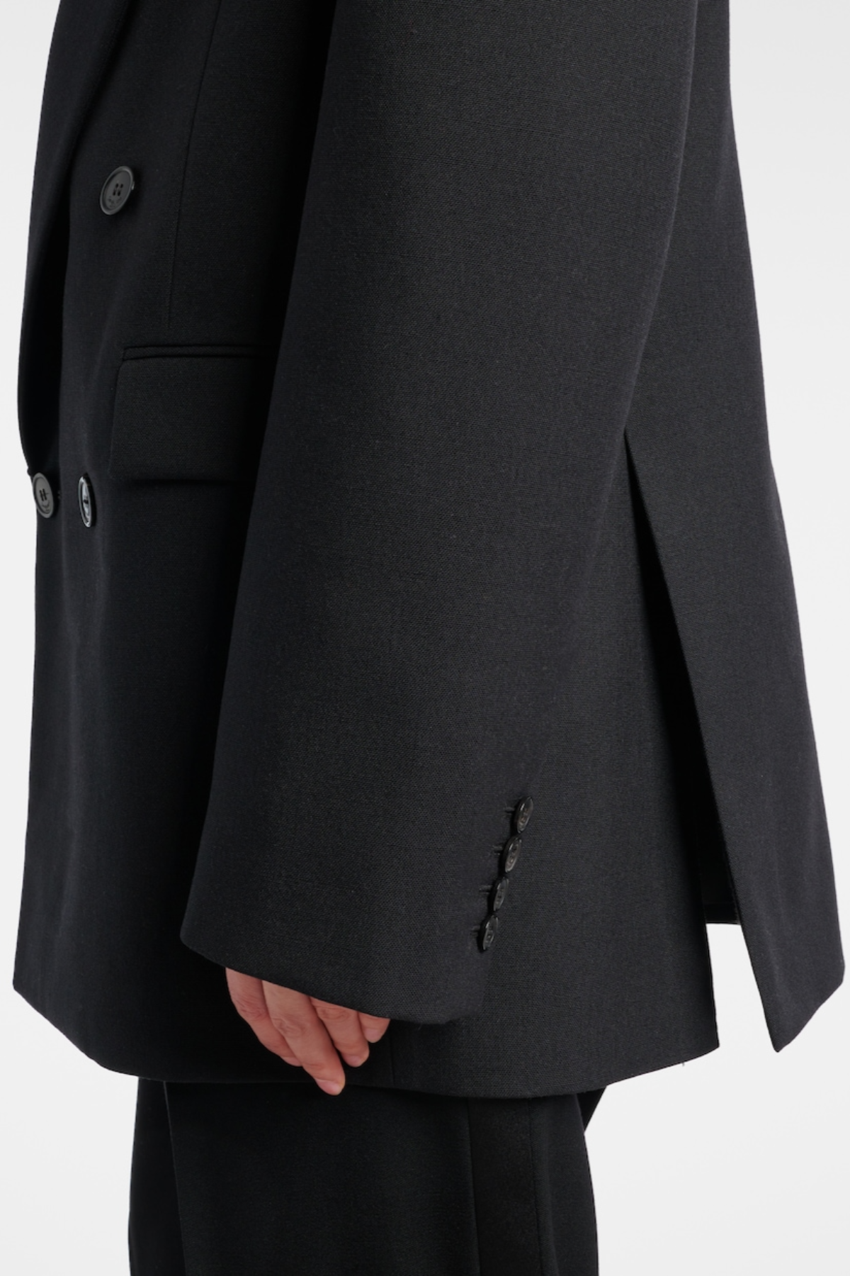 Lorra Double Breasted Wool Blazer - Black