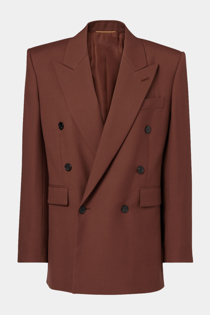 Lorra Double Breasted Wool Blazer - Brown